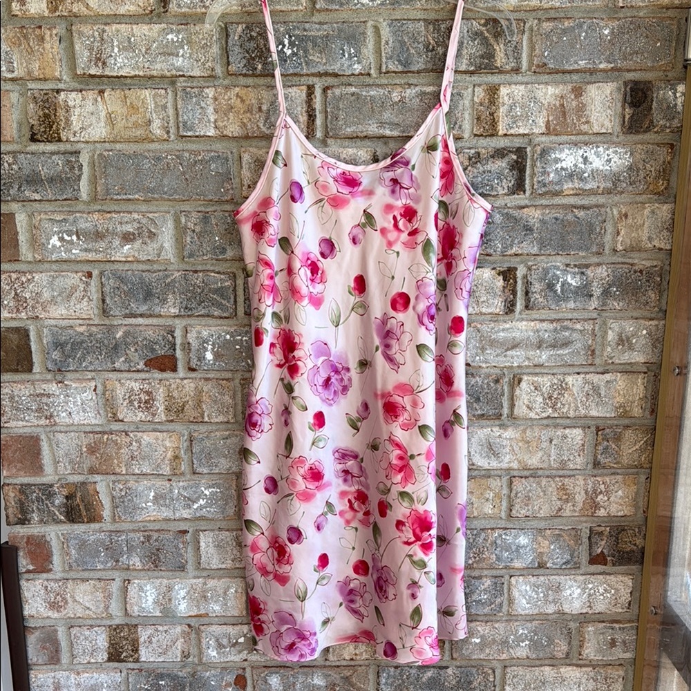 Vintage Valerie Stevens Pink Floral Chemise night gown